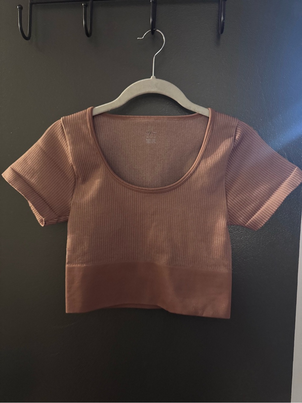 Bundle 4 $10 items for $30 Offline by Aerie Ribbed Scoop Crop Top Brown stretch